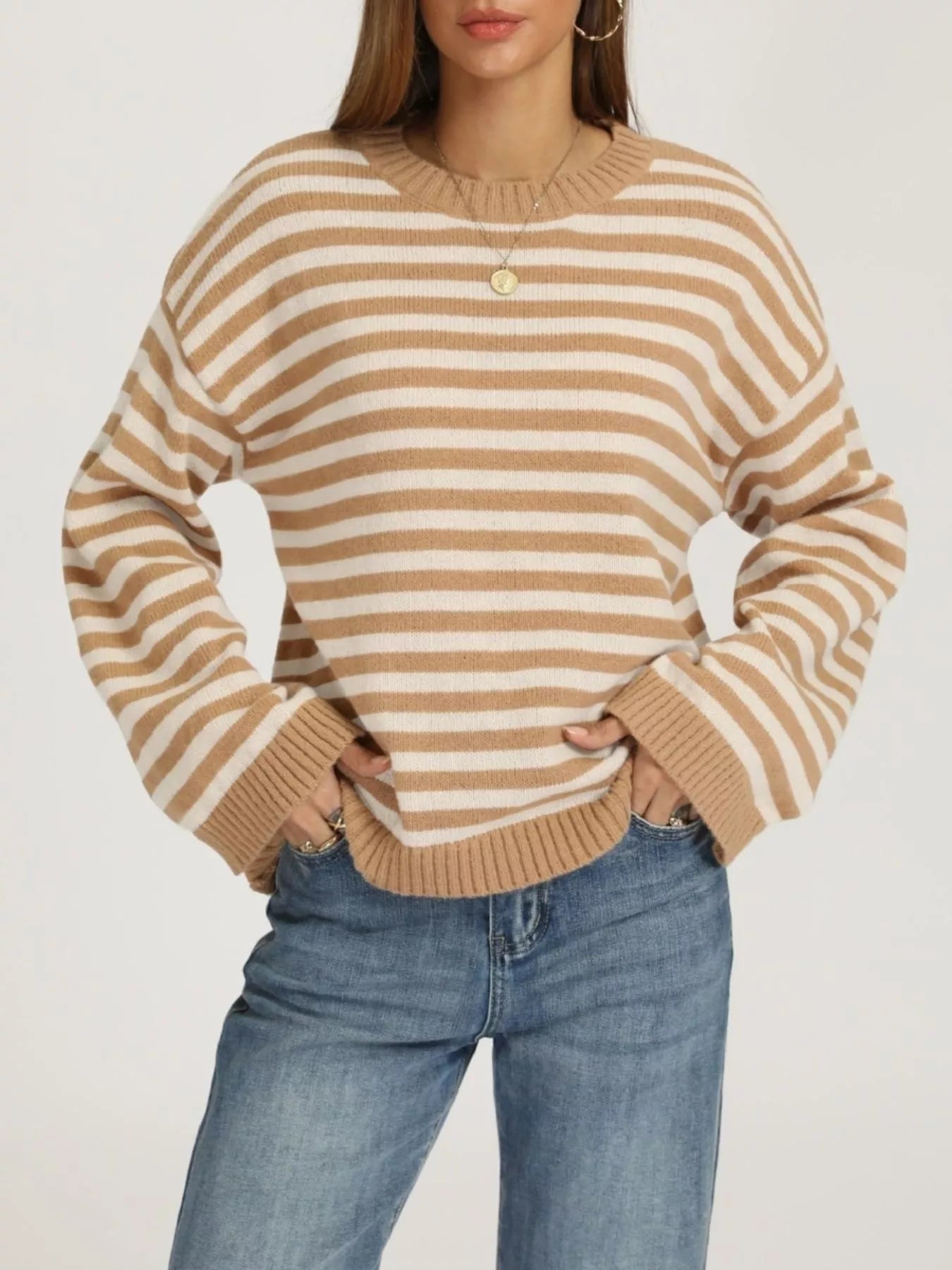 Striped Dropped Shoulder Sweater
