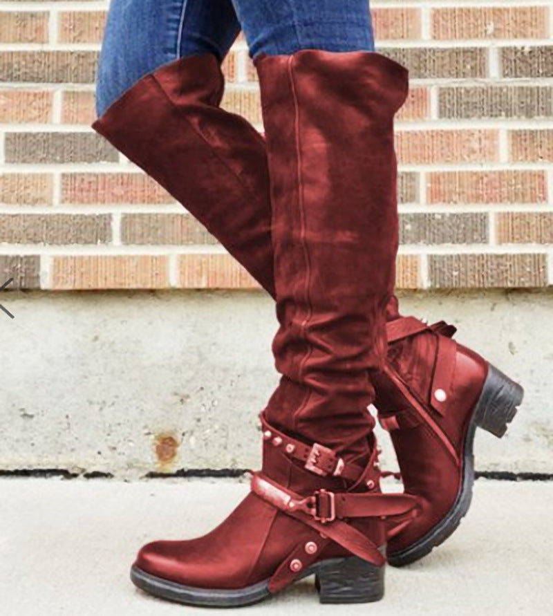 Women's Belt Buckle Over-the-Knee Boots