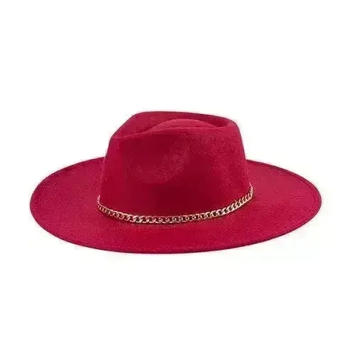 Chain Belt Fedora Hat - Suede-Like Polyester Hat | Femstylo