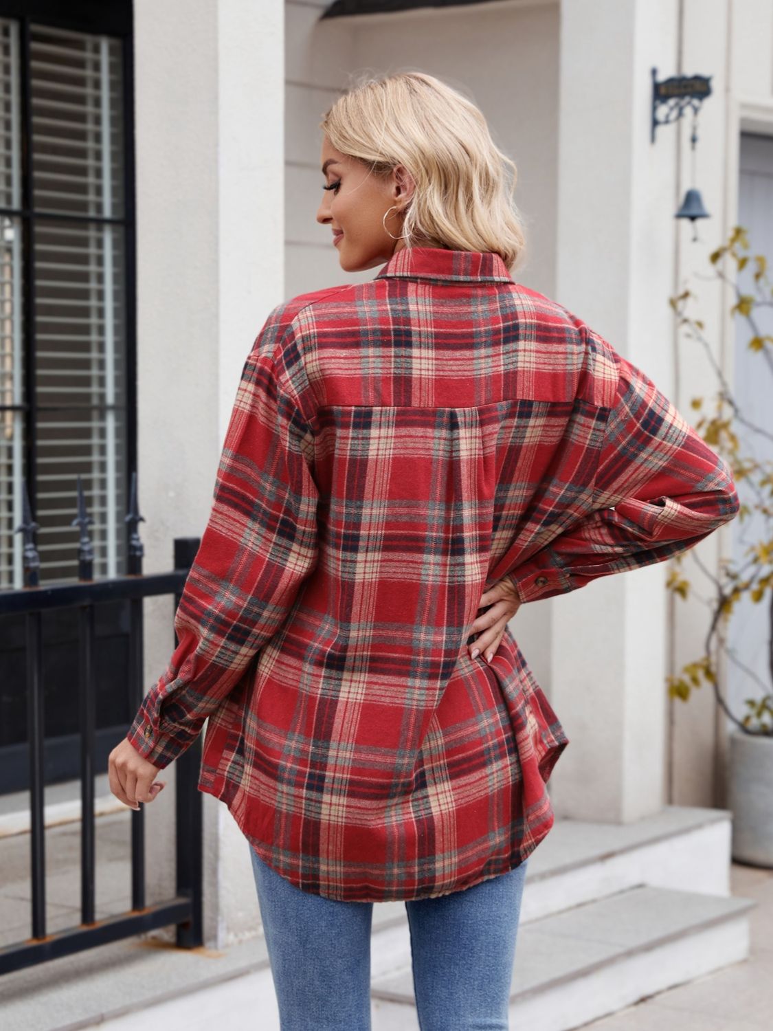 Camisa Mandy de manga larga con botones a cuadros