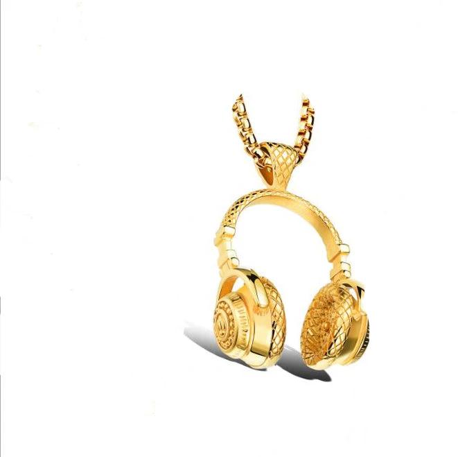 Titanium Music Headset Pendant And Necklace for Men