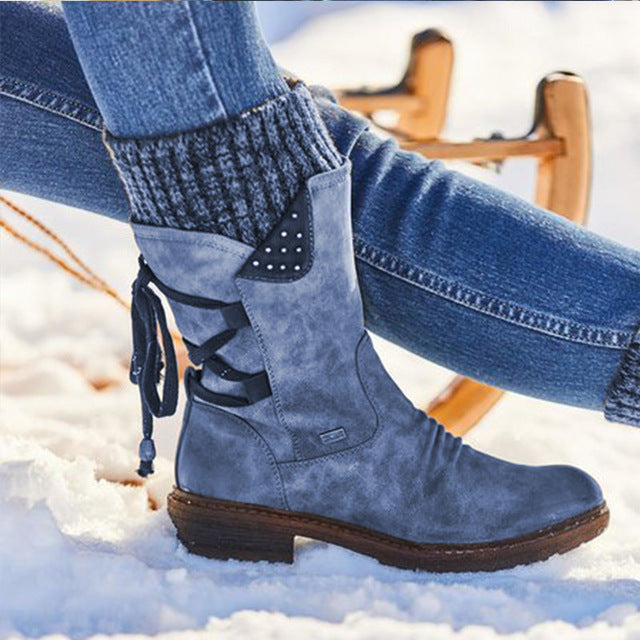 Women's Mid-Calf Knit Cuff Snow Boots