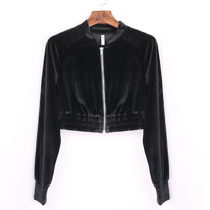 Velvet women's suit sweater zipper sportswear