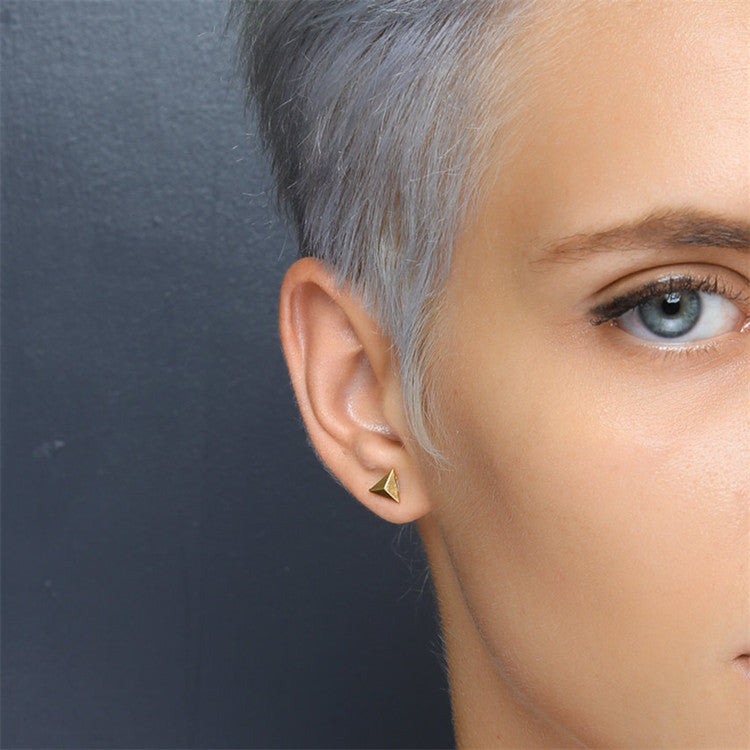 S925 Sterling Silver Geometric Triangle Earrings