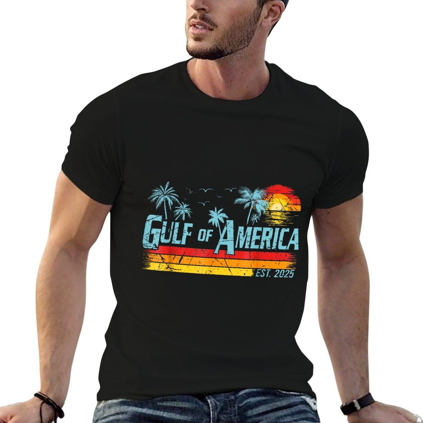 Retro Gulf Of USA America 2025 American Flag Gulf Mexico Breathable T-Shirt