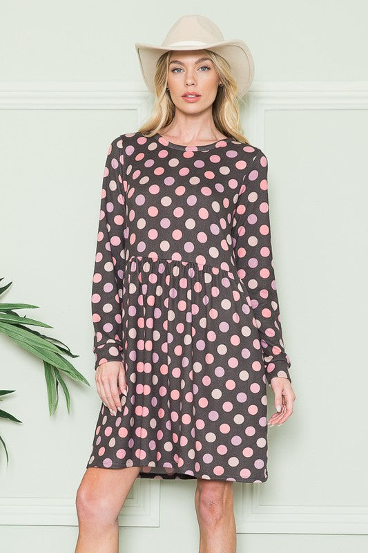 Cross Back Polka Dot Dress with Pockets See size chart under “more details”