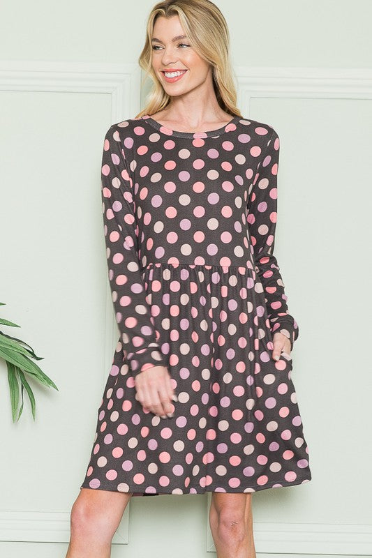 Cross Back Polka Dot Dress with Pockets See size chart under “more details”