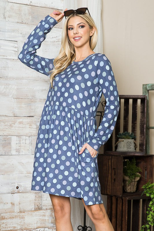 Cross Back Polka Dot Dress with Pockets See size chart under “more details”