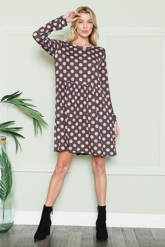 Cross Back Polka Dot Dress with Pockets See size chart under “more details”