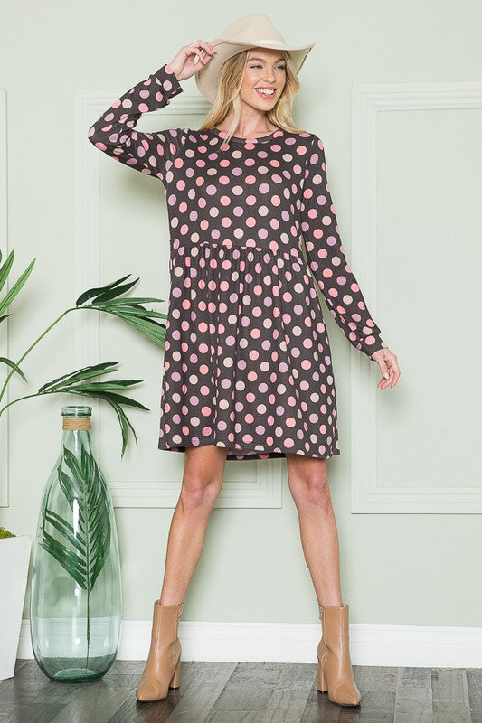 Cross Back Polka Dot Dress with Pockets See size chart under “more details”