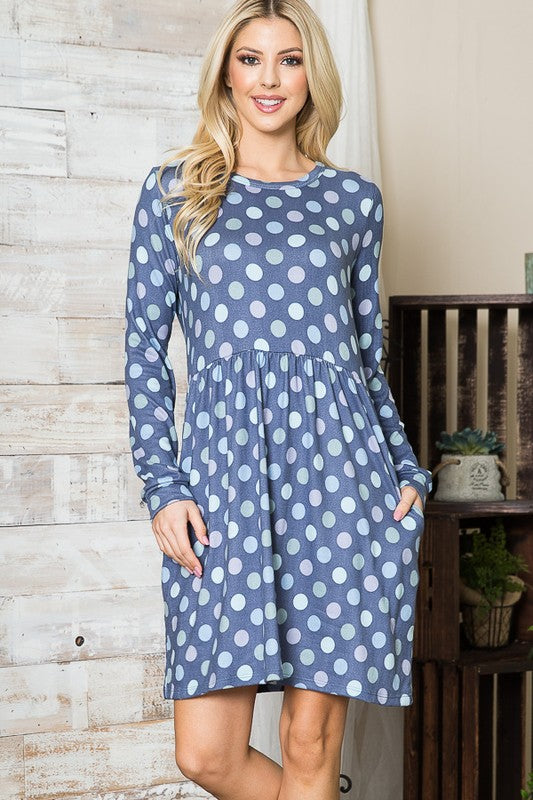 Cross Back Polka Dot Dress with Pockets See size chart under “more details”