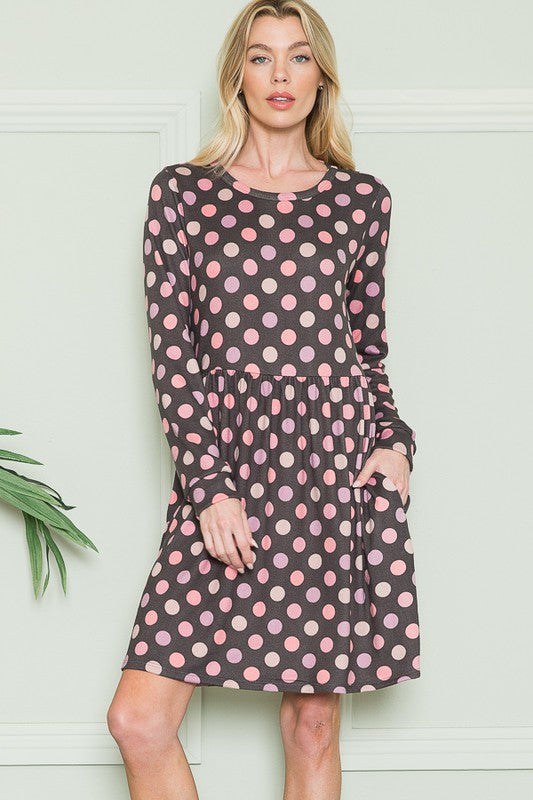 Cross Back Polka Dot Dress with Pockets See size chart under “more details”