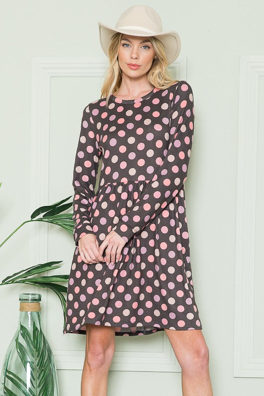 Cross Back Polka Dot Dress with Pockets See size chart under “more details”