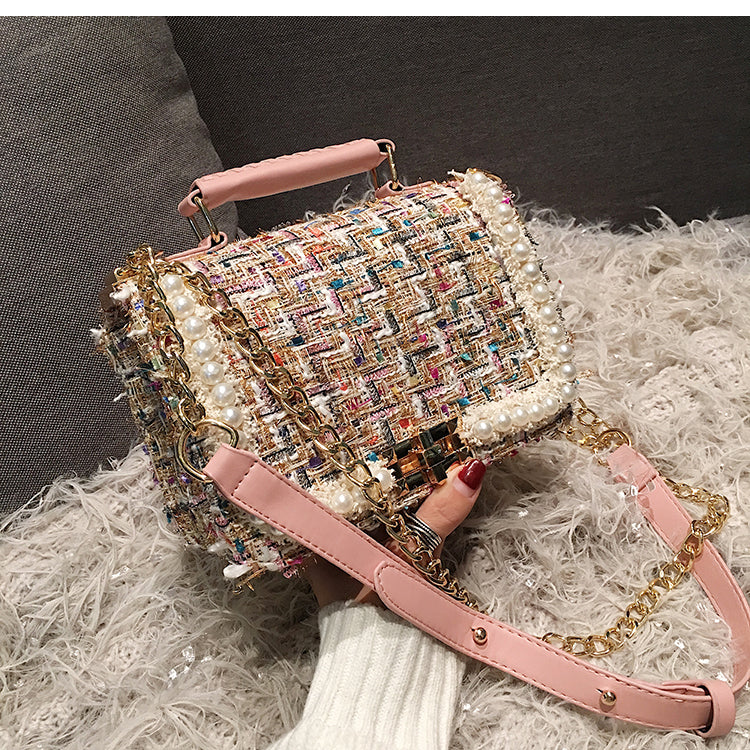Women's Chain Bag Pearl Fashion Small Square Bag Bag