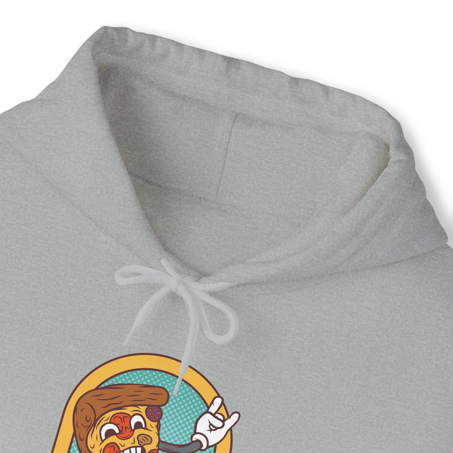 "Sudadera con capucha DirkyThreadz alimentada por pizza - Diseño gráfico divertido para amantes de la pizza"