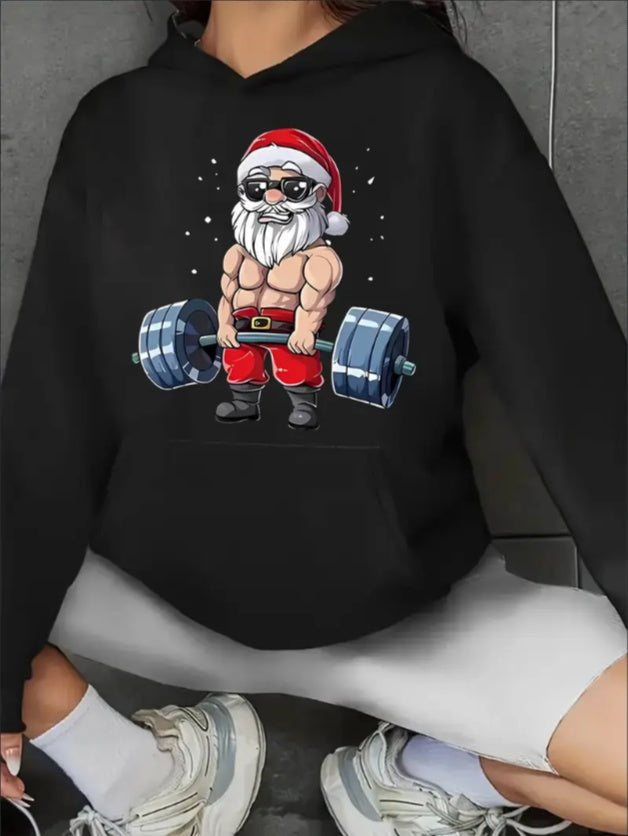 Sudadera con capucha navideña de Papá Noel para mujer