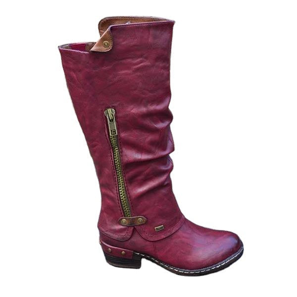 Knight Round-Toe Side Zip Boots