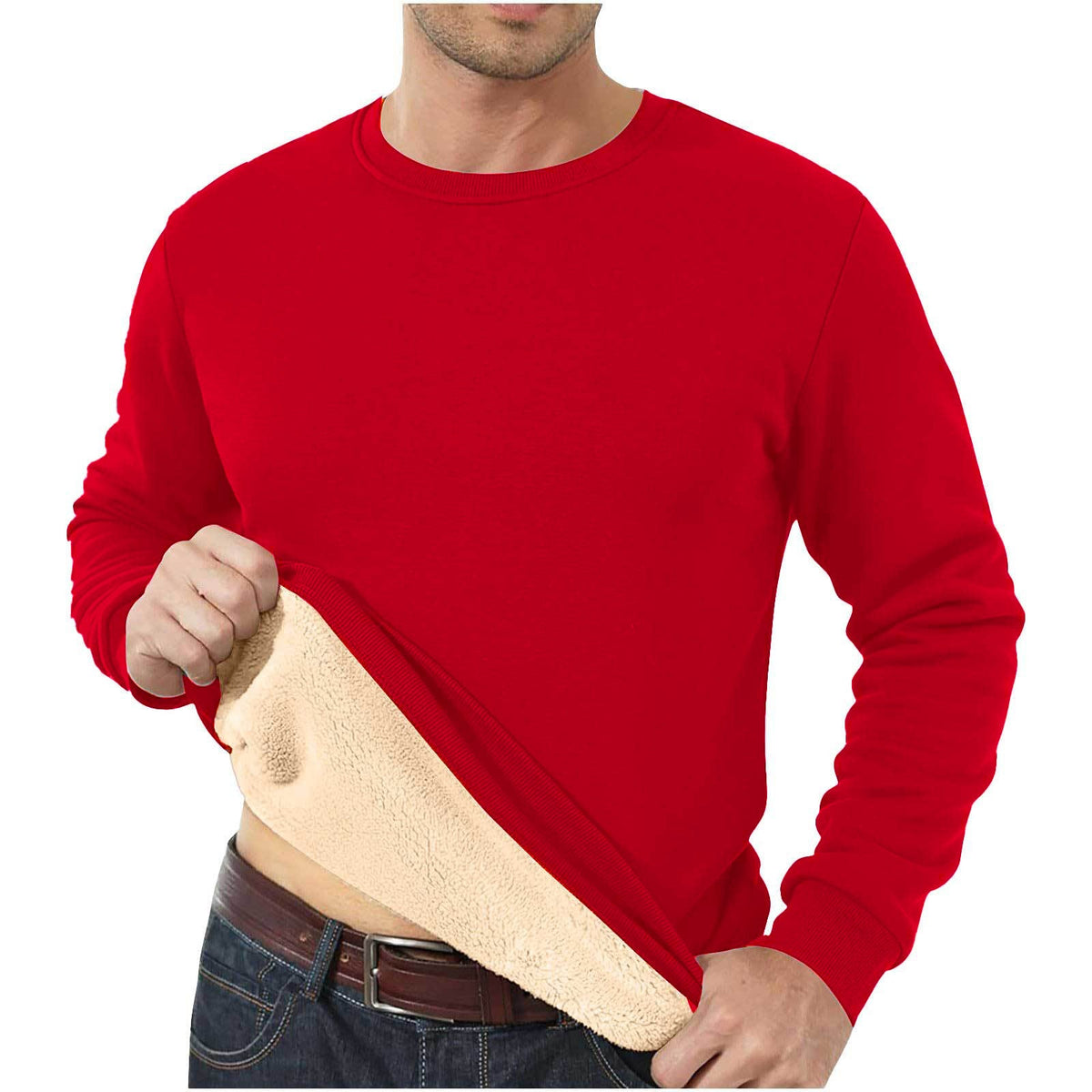 Amazon Cross-Border Dropshipping Autumn And Winter Sweatshirt Men's Velvet Round Neck Solid Color Loose Thermal Underwear Thick Foreign Trade Men's Clothing