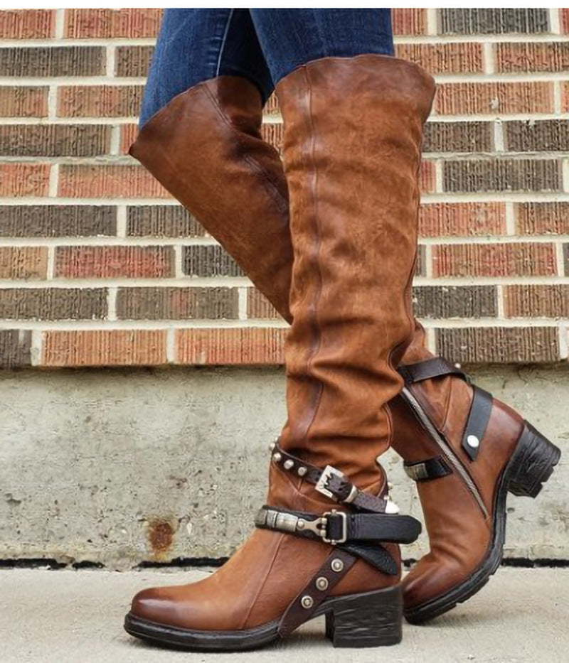 Women's Belt Buckle Over-the-Knee Boots