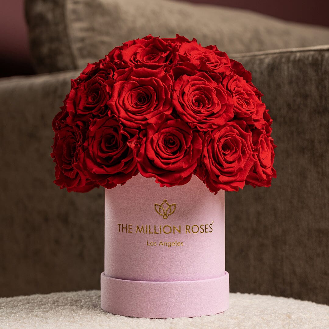 Caja Basic Superdome de Gamuza Rosa Claro | Rosas Rojas
