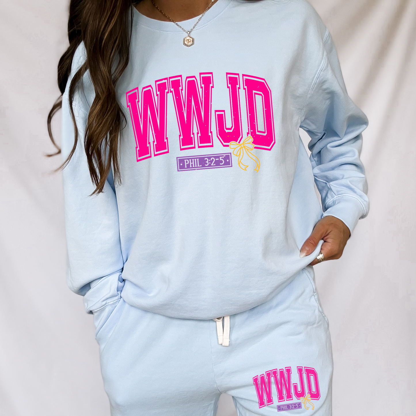 Kendall's Collection WWJD | Comfort Colors Crewneck Sweatshirt - Tshirt - Crop | Inspirational Faith Shirt | Gift for Believers | Stylish Religious Apparel