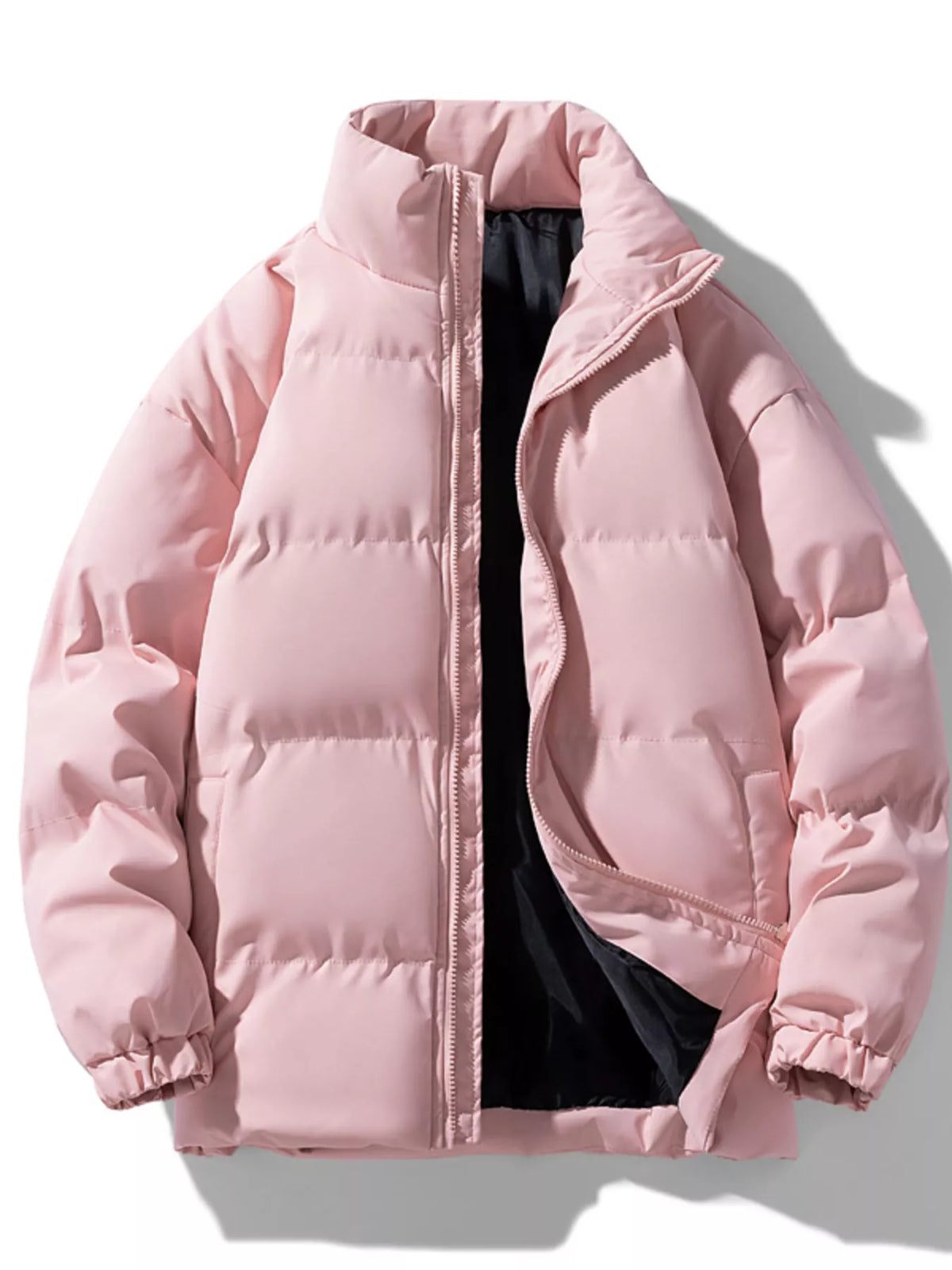 Men's Plus Size Zip Up Stand Collar Puffer Jacket