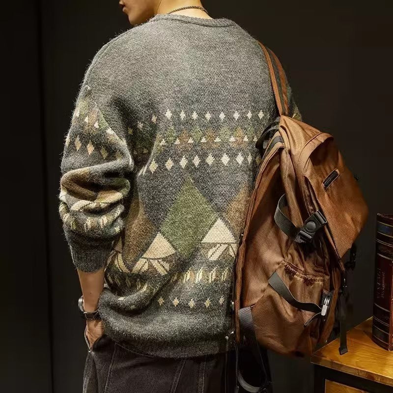 Retro Oversized Mens Sweater Top