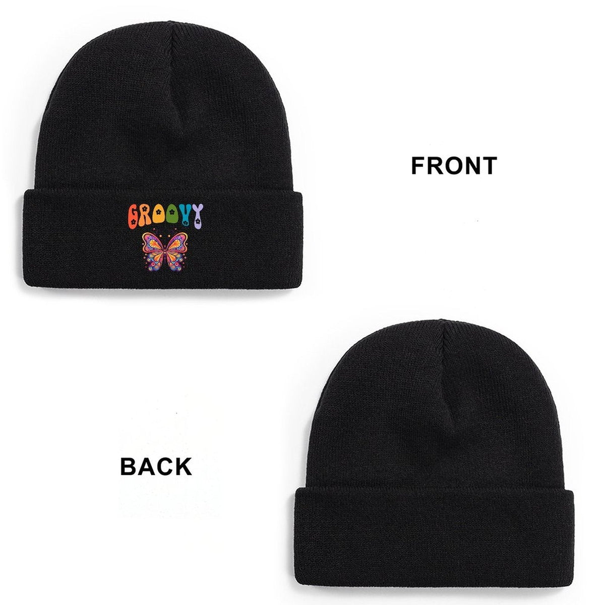 Groovy Butterfly Knit Warm Winter Hat Beanie (Made in USA)