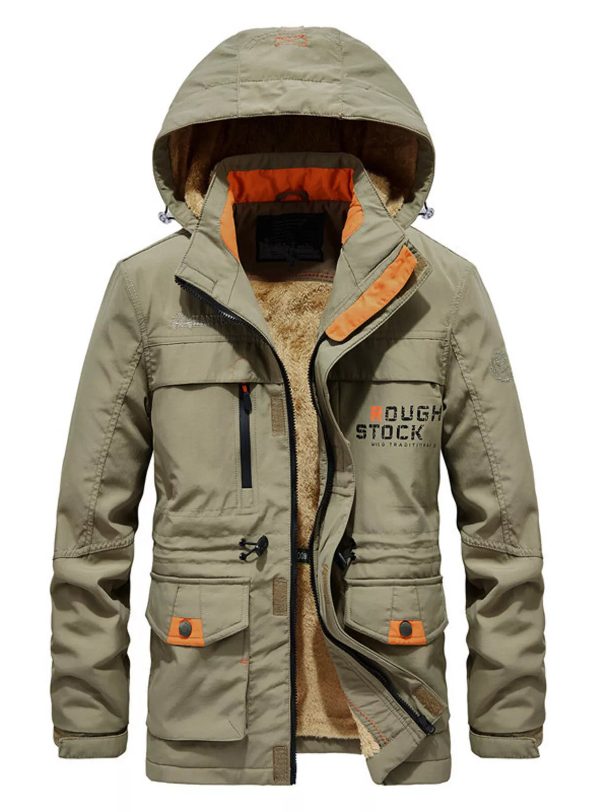 Men's Plus Size Zip Up Warm Hooded Parka Jacket