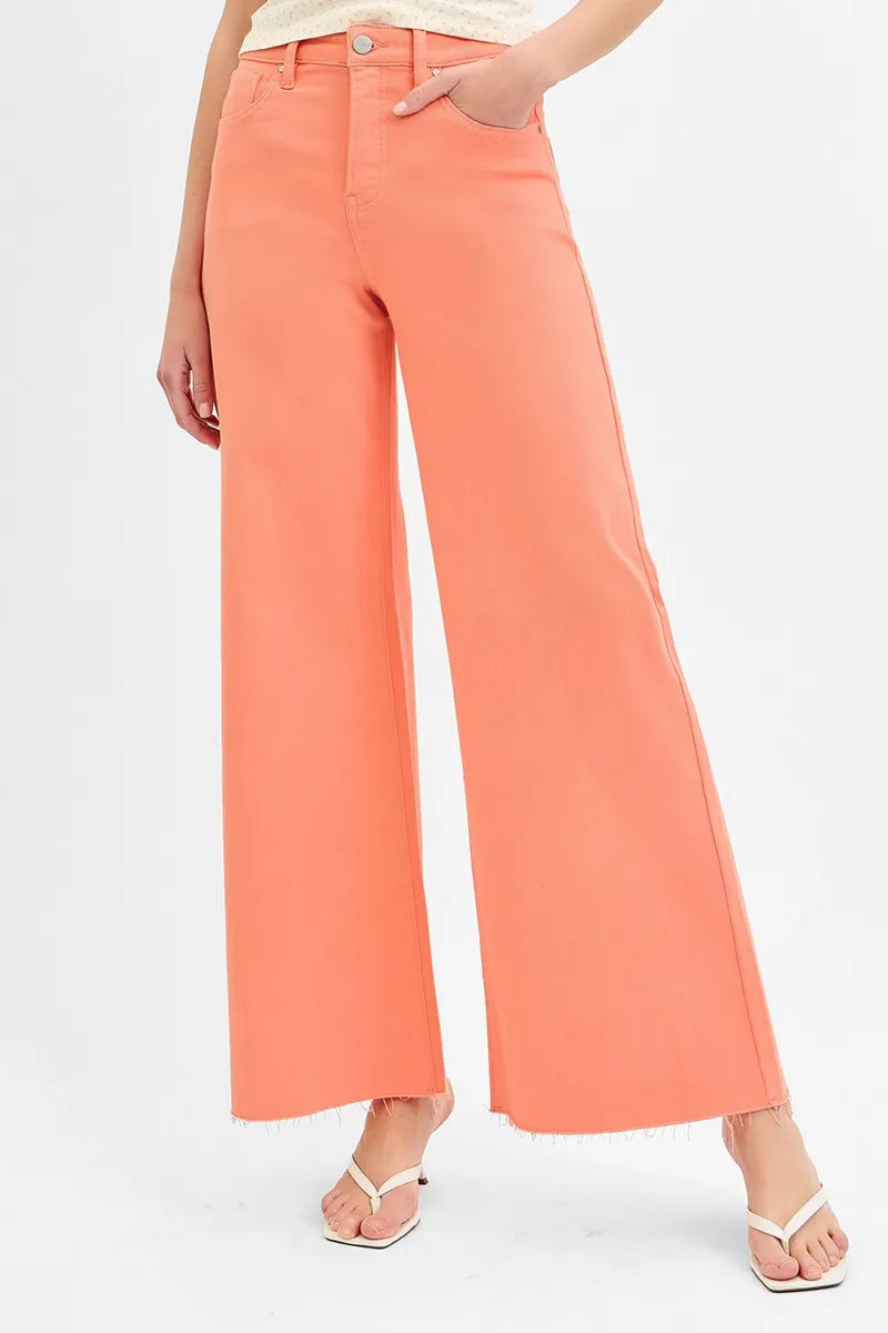 RISEN Jeans Palazzo de Pierna Ancha de Talle Alto con Control de Abdomen Talla Grande