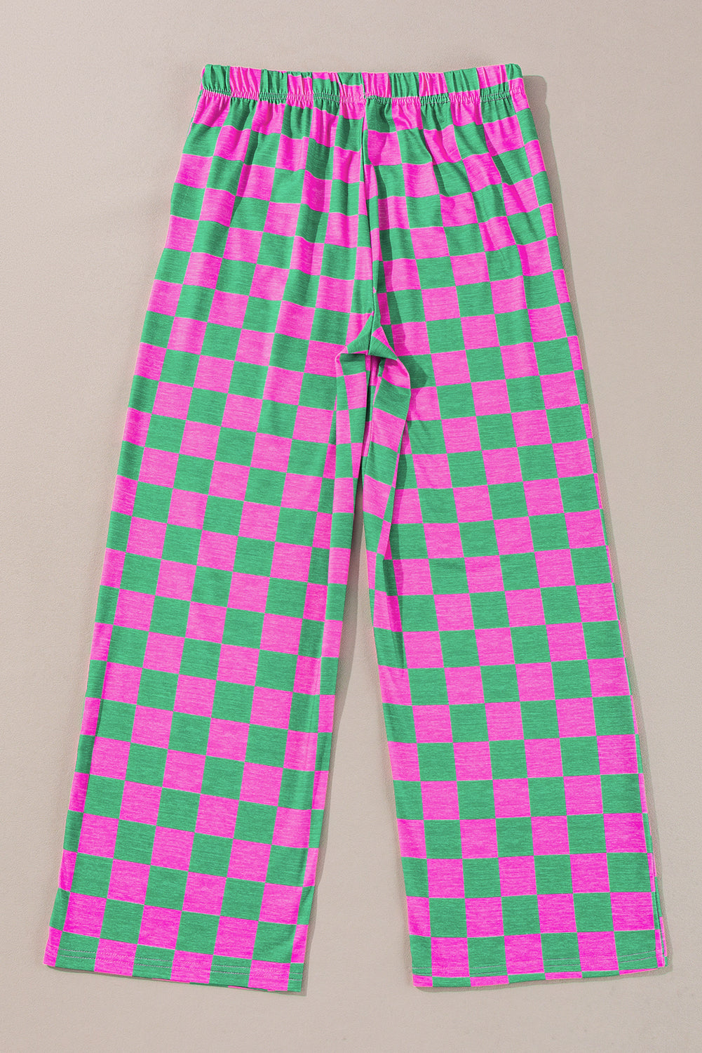 Pantalones de pata ancha de talle alto con estampado a cuadros verdes