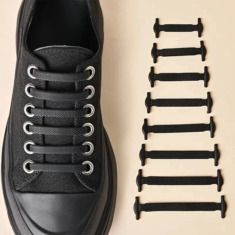 16-Pieces Set: Silicone Elastic Shoe Laces - Free-Tie for Skate, Casual and Sneakers Shoes