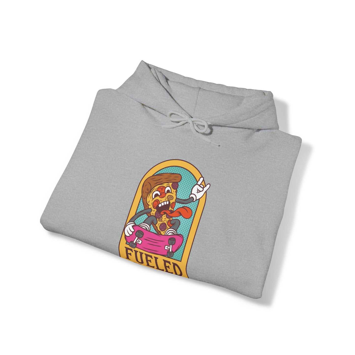 "Sudadera con capucha DirkyThreadz alimentada por pizza - Diseño gráfico divertido para amantes de la pizza"