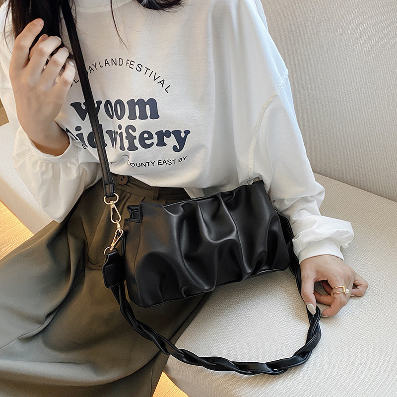 Women's Pleated PU Leather Crossbody Bag
