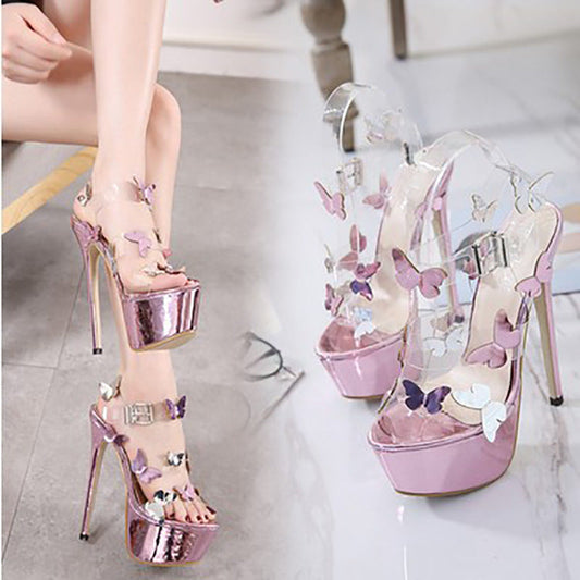 Sandalias de tacón de aguja con nudo de lazo y punta abierta, estilo versátil, tacones súper altos sexys. Consulta la tabla de tallas en "más detalles".