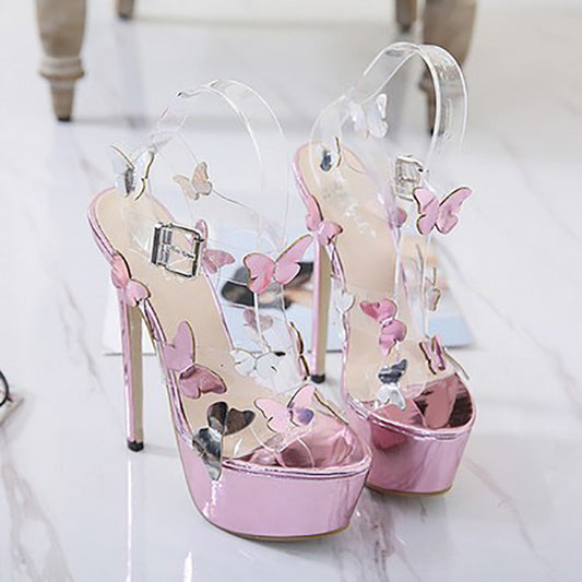 Bow knot Open Toe Sandals All-Match Stiletto Sexy Super High Heels See size chart under “more details”