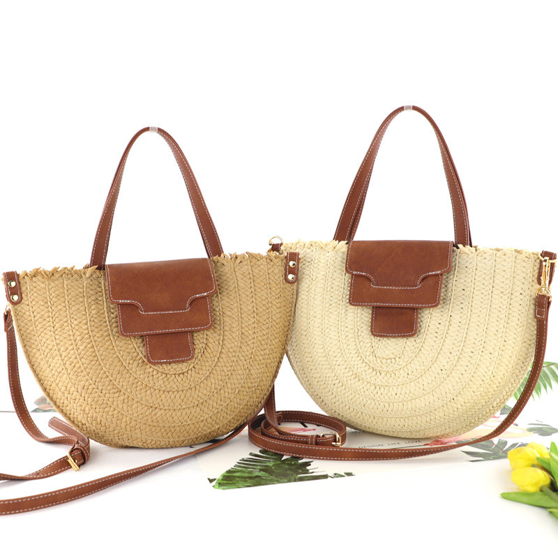 Women's Semicircle Woven Shoulder Bag