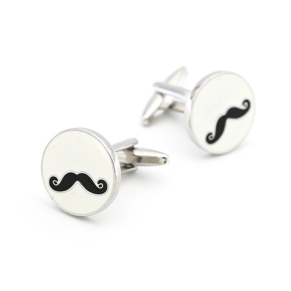 Men's Metal Copper Round Black Beard Cuff Links