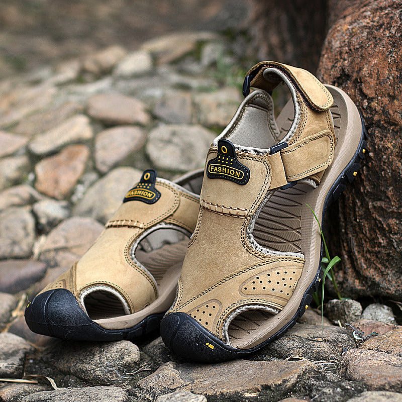 Extended-Size Two-layer Leather Toe Outdoor Casual Sandals