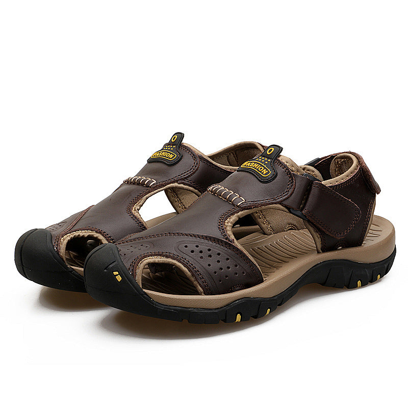 Extended-Size Two-layer Leather Toe Outdoor Casual Sandals