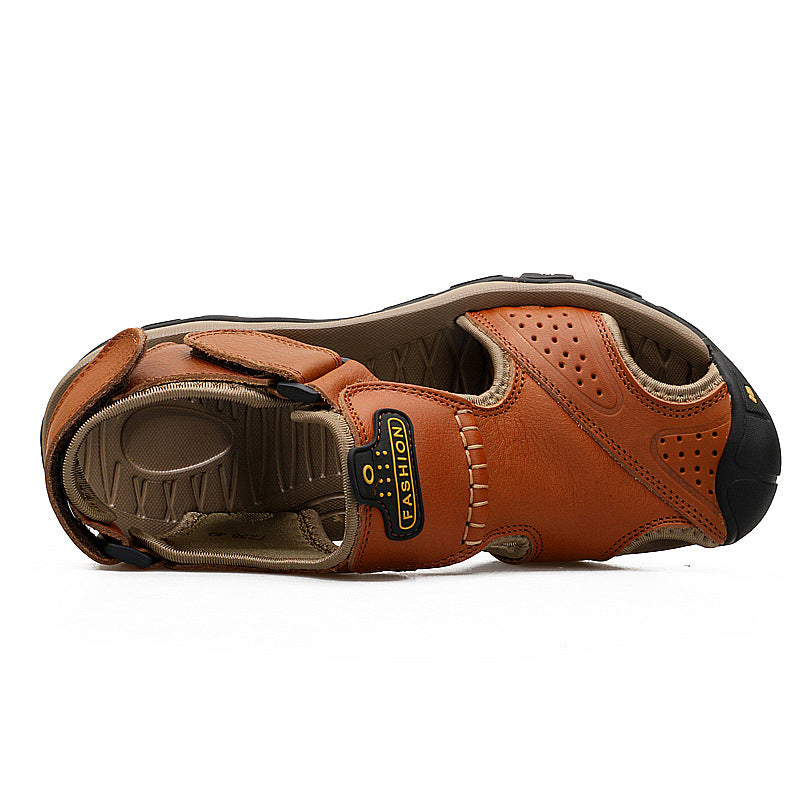 Extended-Size Two-layer Leather Toe Outdoor Casual Sandals