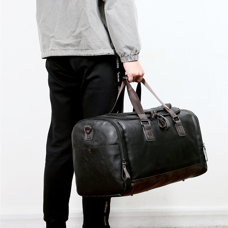 Men's PU Leather Large Capacity Travel Backpack