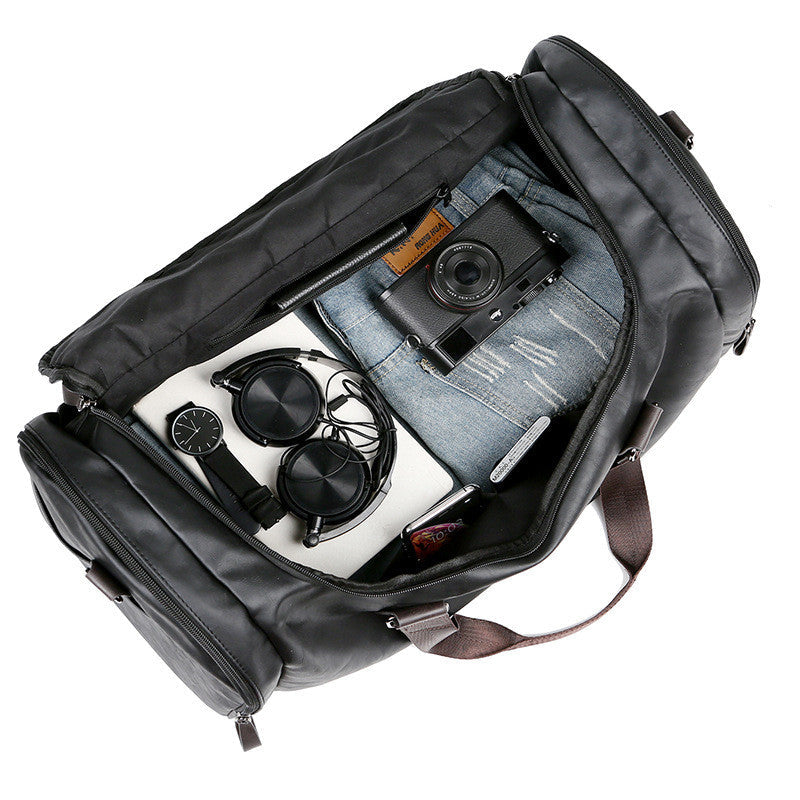 Men's PU Leather Large Capacity Travel Backpack