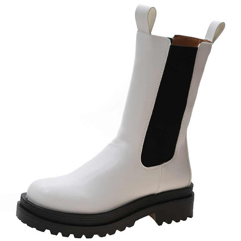 British Style Thick-Soled Elastic Boots