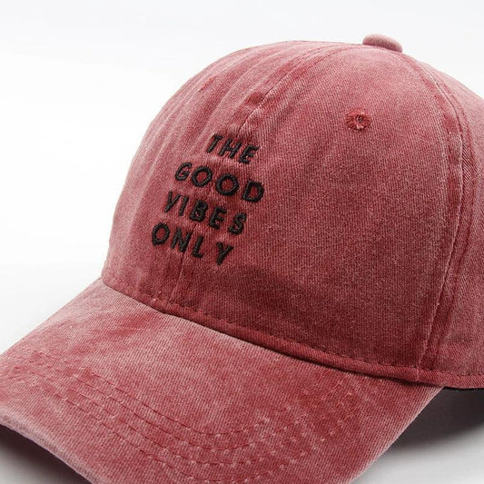 Men's Washed "THE GOOD VIBES ONLY" Dad Snapback Hats