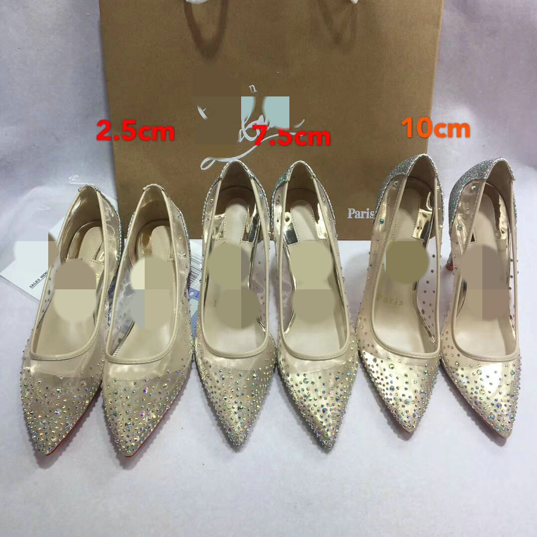 Women's Mesh Rhinestone Transparent Pointed Flats