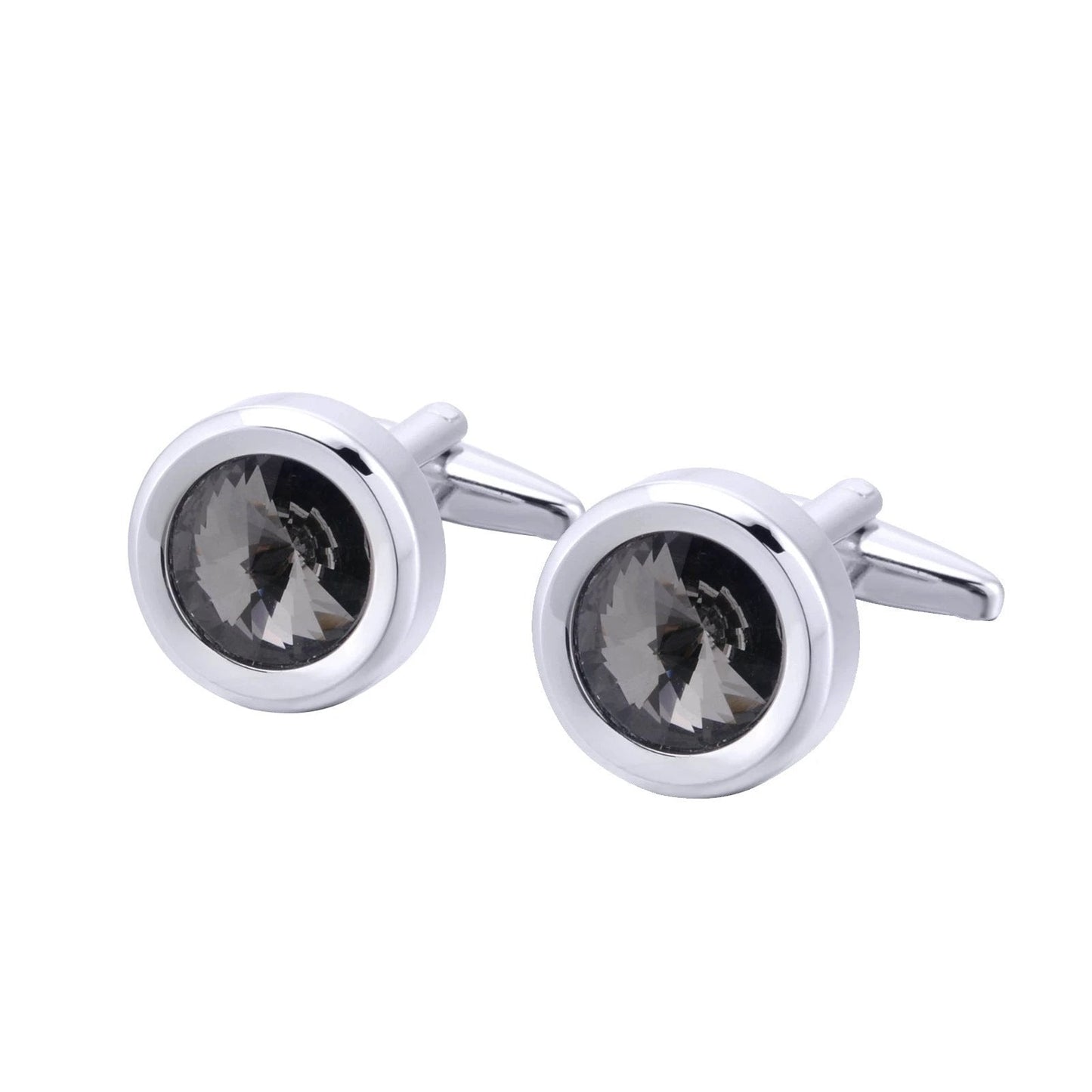Men's Round Multi-Faceted Satellite Diamond Crystal Cufflinks