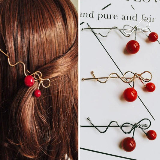 Accesorios coreanos para el pelo Horquilla para mujer Horquilla de cereza roja
