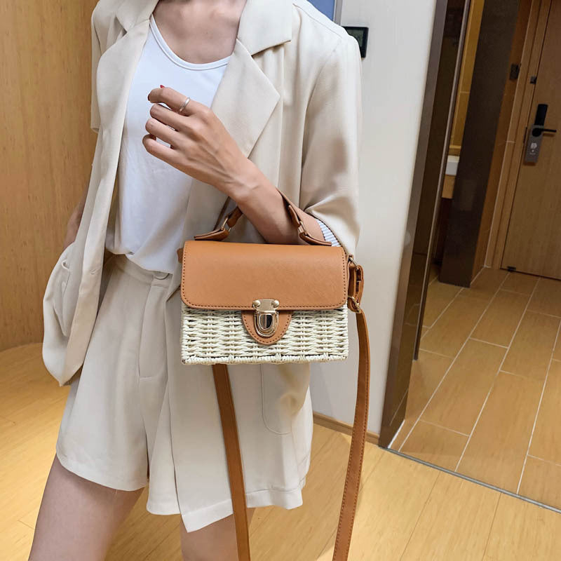 Women's Korean Style Woven Square Shoulder Bag