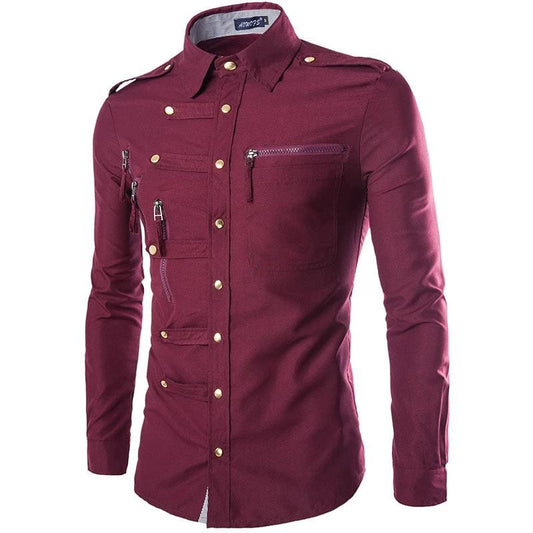 Camisa de vestir de algodón entallada para hombre